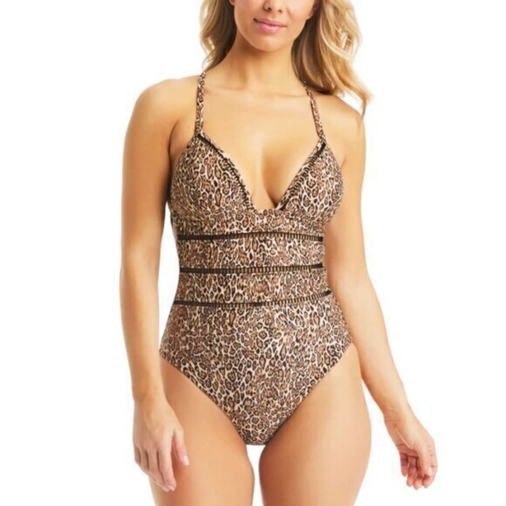 Bar Iii Women's Bonita Cheetah X-Back One-Piece Swimsuit,